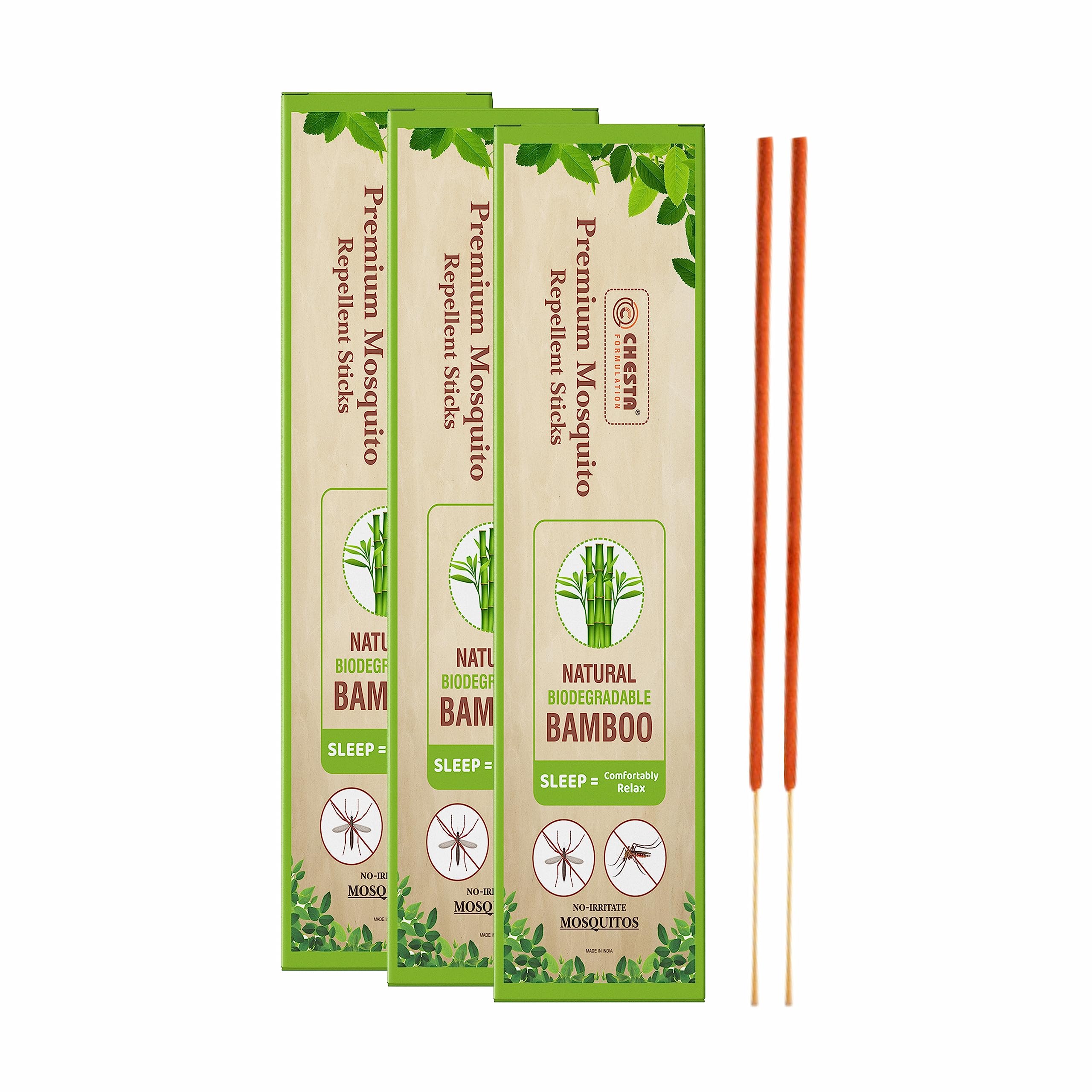 CHESTA FORMULATION Bamboo Mosquito Repellent Incense Sticks |Machar Agarbatti| Natural and Herbal Citronella Agarbatti Pack Anti- Bamboo Mosquito | Burn Time- 1 Hours Approx (Pack of 3)