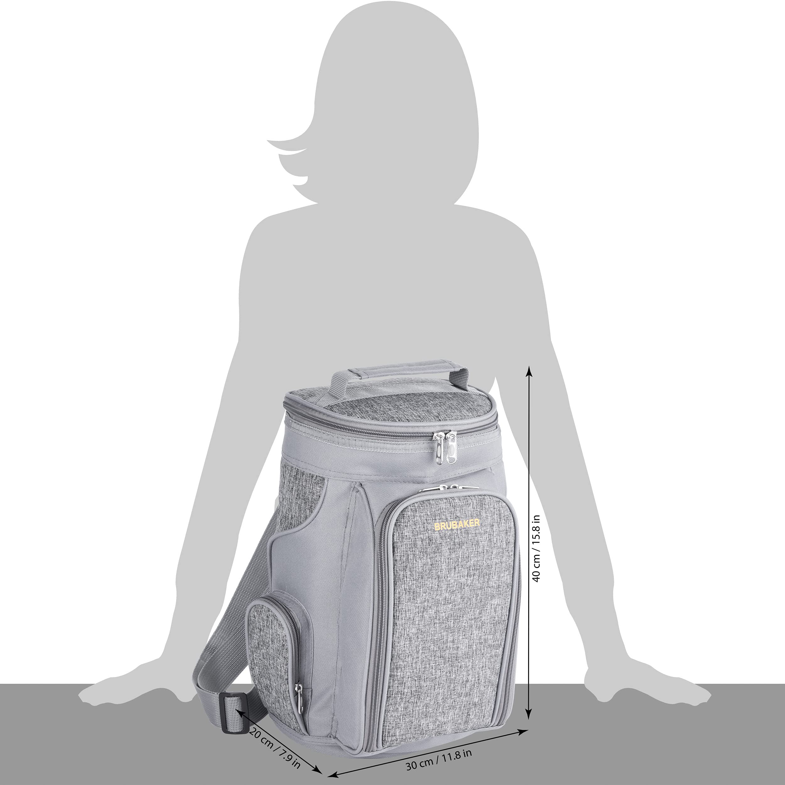BRUBAKER Sac Isotherme pour 2 Bouteilles de Vin et de Champagne Jusqu'à 1,5 l, Sac Isotherme Rembourré - Sac Pique-Nique Isolé, Sac Thermique