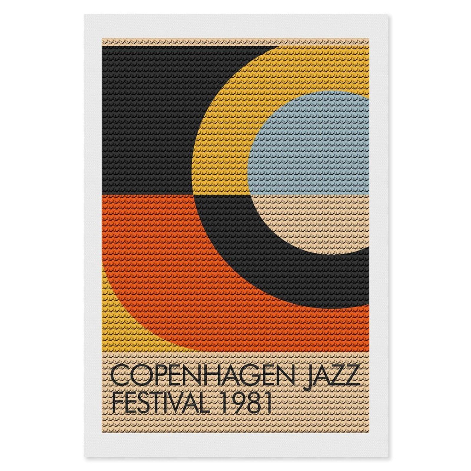 Junmoney Copenhagen Jazz Festival 1981 Diamond Art Kit 8"x12", Modern Decor, Farmhouse Decor, Home Wall Art, Festive Craft Gift, Handmade Wall Decor
