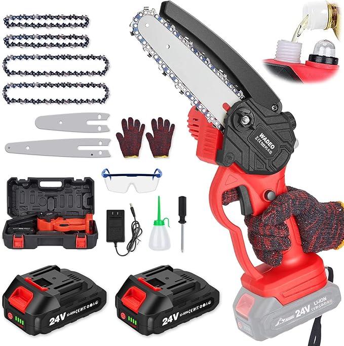 ONEVAN Elektrische Kettingzaag Snoeischaar Met Telescopische Steel Borstelloze 6 Inch Kettingzaag 25 Mm Elektrische Snoeizaag Accu Hoogsnoeier 105 M Tot 2 M