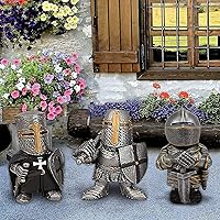 Vista 3 de Decoraciones de gnomos de jardín, figuras de estatua de caballero medieval, templario, cruzado, armadura de guardia, patio, césped, decoración