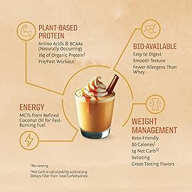 Sunwarrior Vegan Protein Powder Plant-Based USDA Organic Protein BCAA Amino Acids Hemp Seed Keto Friendly Soy Dairy Gluten & Synthetic Free Non-GMO, Pumpkin Spice Flavored 30 Servings