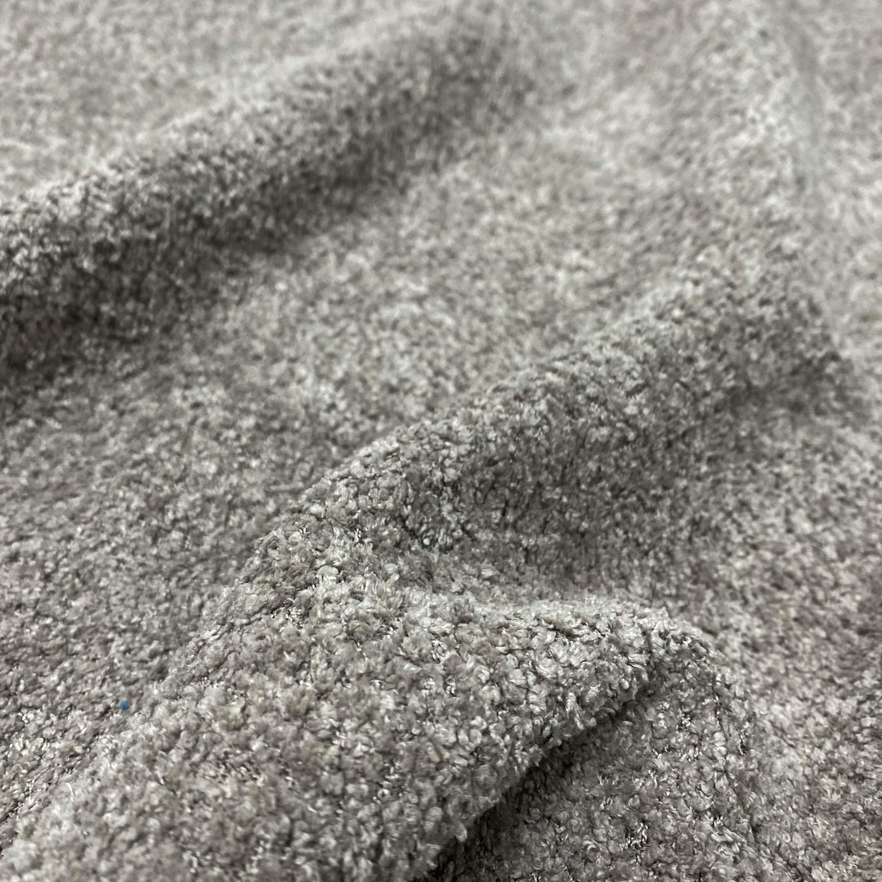 Soft Teddy Boucle Slubbed Curled Fire Retardant Nubby Upholstery Fabric by The Metre - Truffle