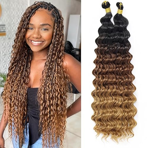Eerya Cabello largo y rizado trenzado de 18 pulgadas, 2 paquetes de cabello ondulado de ganchillo para mujeres negras, cabello trenzado ondulado Eerya Cabello largo y rizado trenzado de 18 pulgadas, 2 paquetes de cabello ondulado de ganchillo para mujeres negras, cabello trenzado ondulado