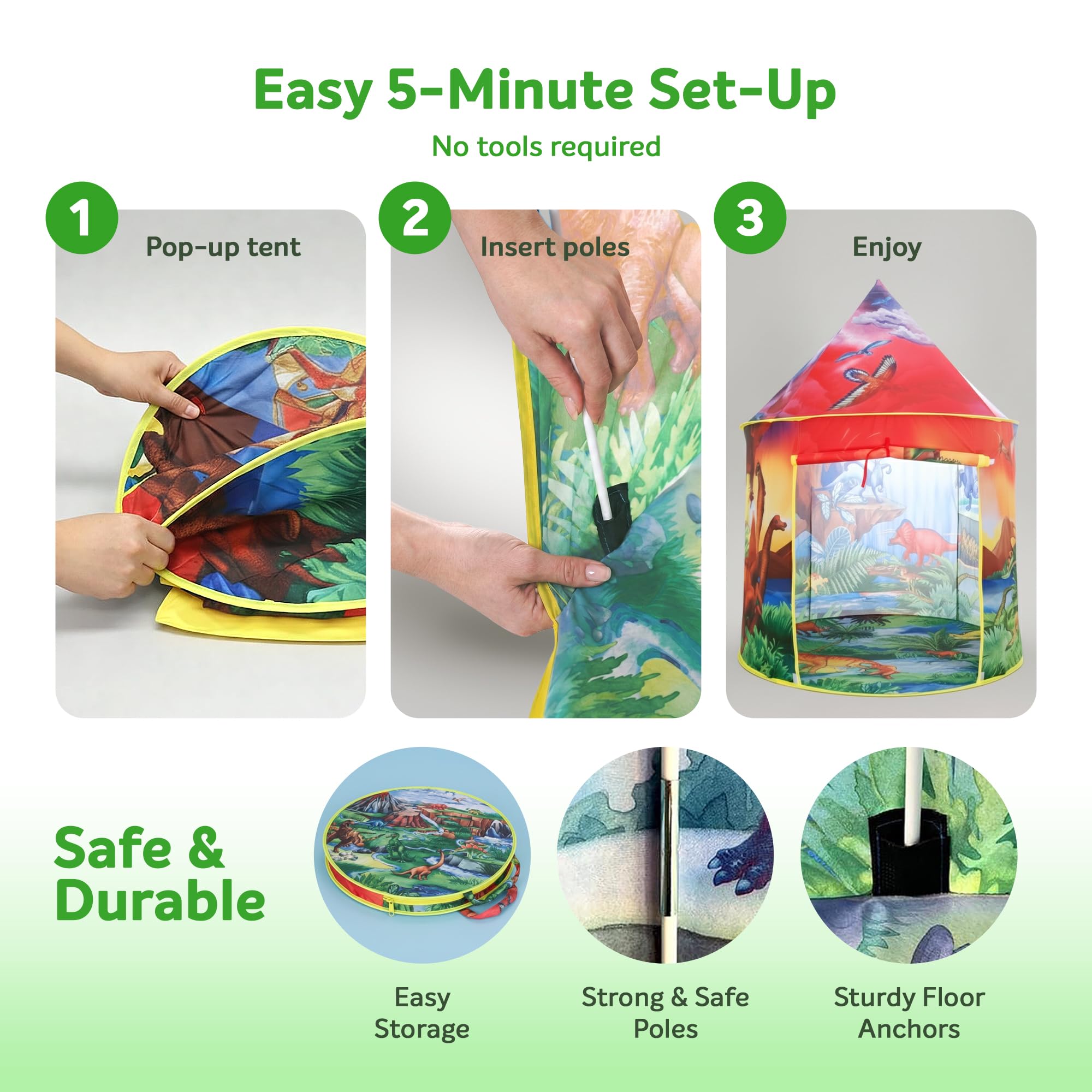 W&O Dino Play Tent - Roar Button & LED Lights -3 W&O Dino Play Tent - Roar Button & LED Lights -3