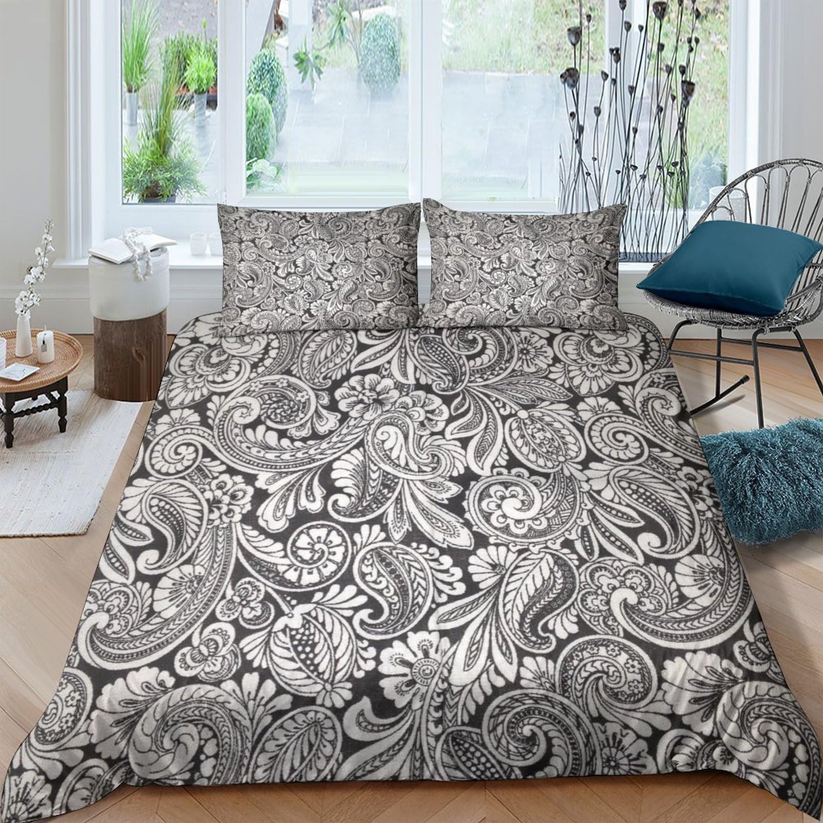 Paisley Comforter Covers Duvet Cover for Teens And Adults 3D Print Quilt Cover Bedding Set Soft Microfiber with Zipper Closure with Pillow Cases 3 Pieces King（220x240cm）