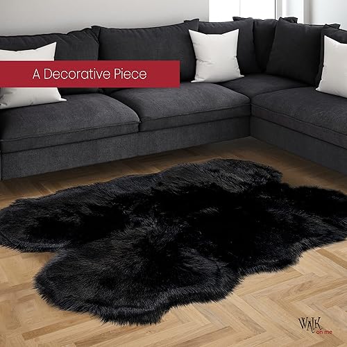 Miniatura 39 de Alfombra de piel sintética suave y sedosa, 2 x 6 pies, color negro, esponjosa, para sala de estar, dormitorio, habitación de los niños o guardería