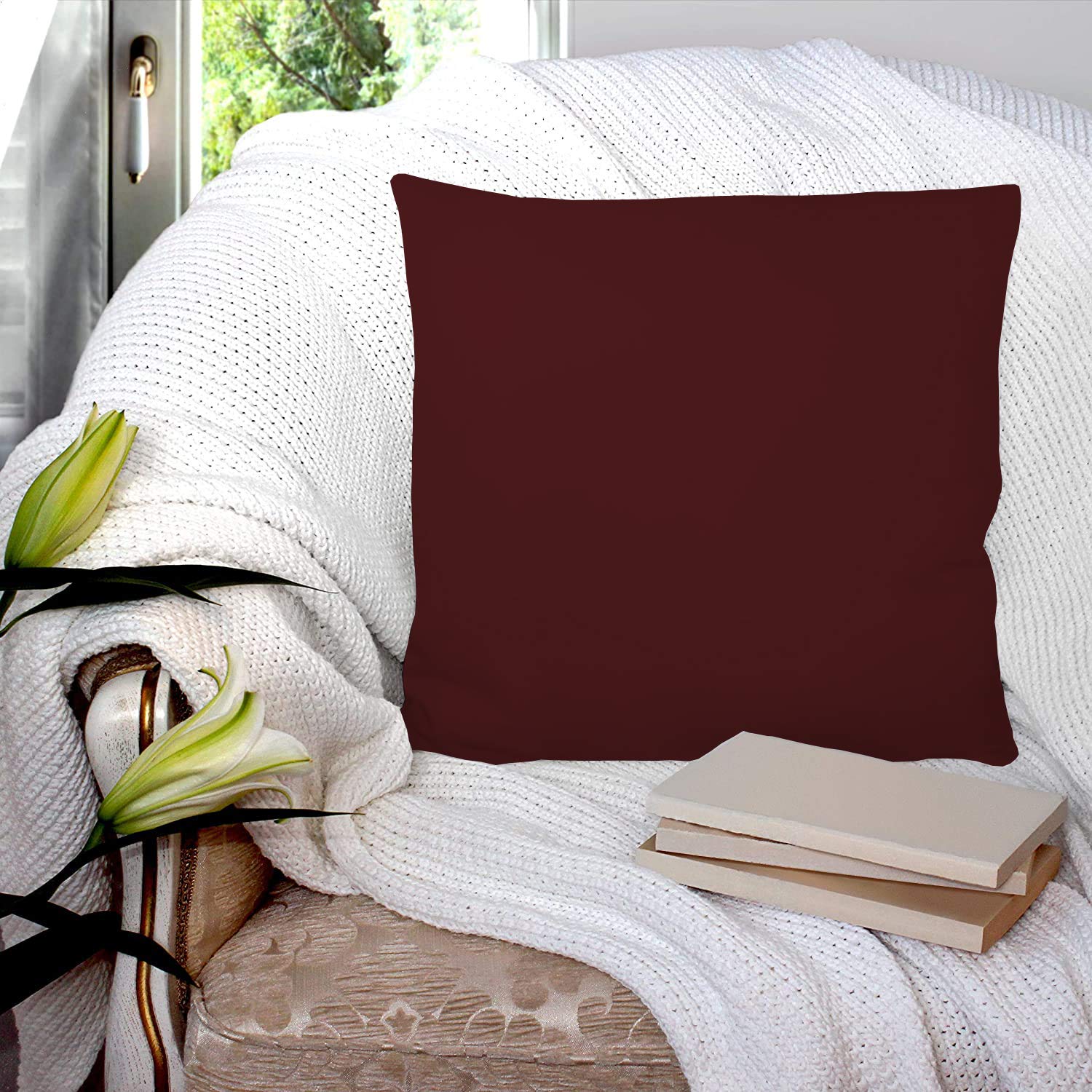 Kuber Industries Microfiber Filled Floor Cushion, Decorative Throw Pillow, Home Decor Pillow, Sofa/Bed Cushion,16"x16"(Brown),F_26_KUBMART016855