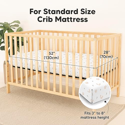 Miniatura 163 de 2-Pack Waterproof Baby Crib Sheets for Boys, Girls - 52x28 Viscose Derived from Bamboo Toddler Bed Sheet Neutral, Fitted Crib Mattress Protector