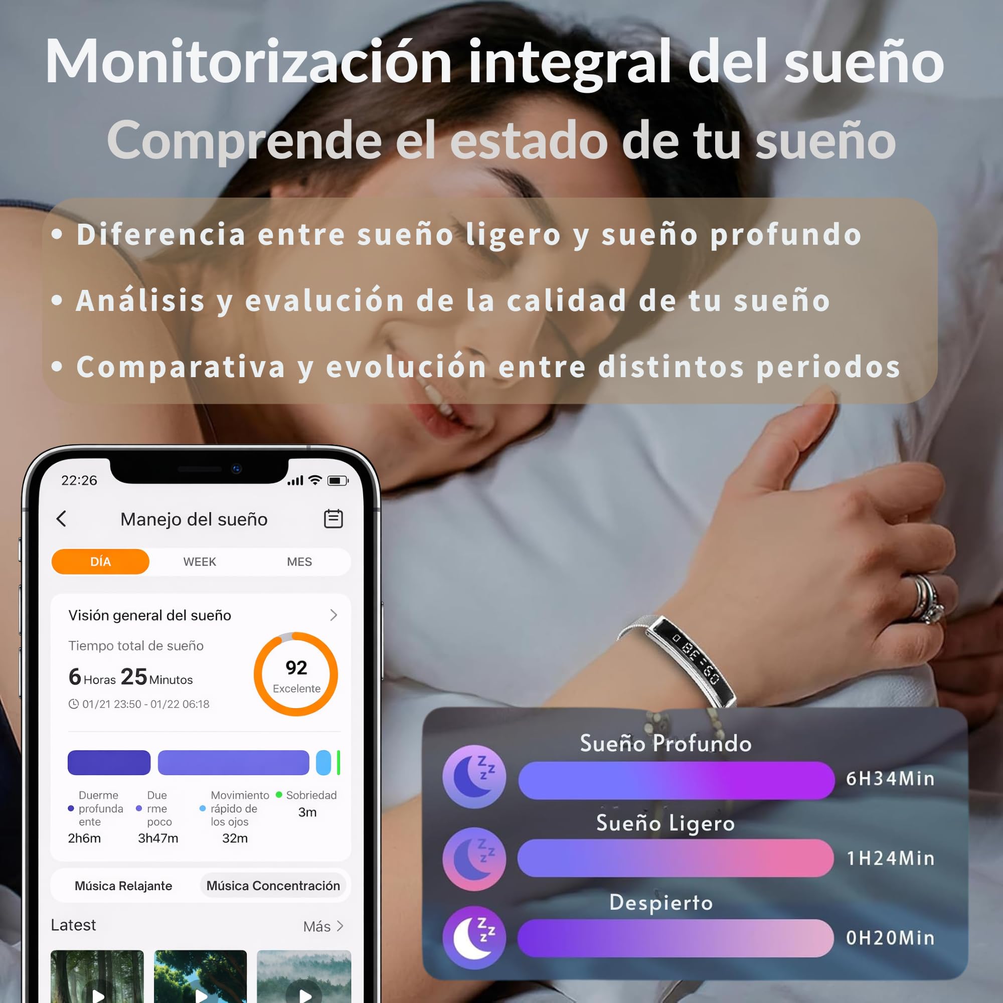 smartia – Pulsera Inteligente Ultrafina, Smart Band con Bluetooth Modelo 2026, Pulsera tracker de actividad y sueño, Seguimiento integral de tu salud, Band con pantalla táctil