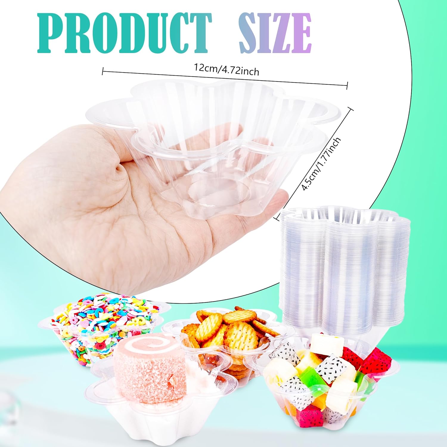 200 Pack Clear Flower Shaped Ice Bowls Plastic Ice Cream Cups Disposable Dessert Cups for Ice Cream Sundaes Parfaits Frozen Yogurt Fruit Snacks - Image 2