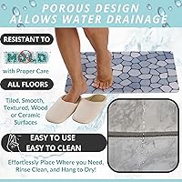 Vista 4 de ENKOSI Alfombra antideslizante para ducha y baño Loofah - Comodidad acolchada suave - Sin ventosas para bañeras lisas o texturizadas - Drenaje