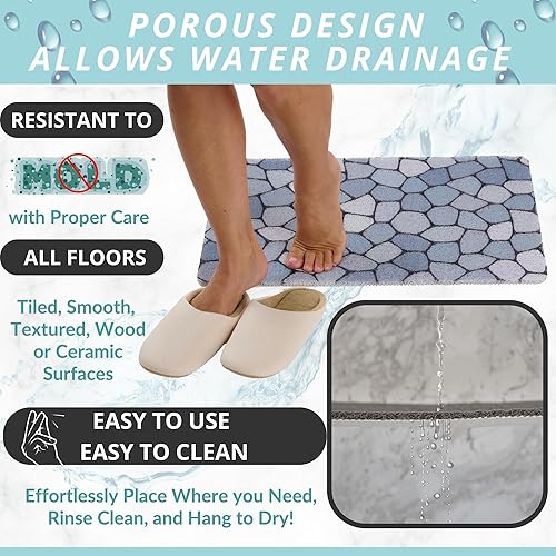 Miniatura 4 de ENKOSI Alfombra antideslizante para ducha y baño Loofah - Comodidad acolchada suave - Sin ventosas para bañeras lisas o texturizadas - Drenaje