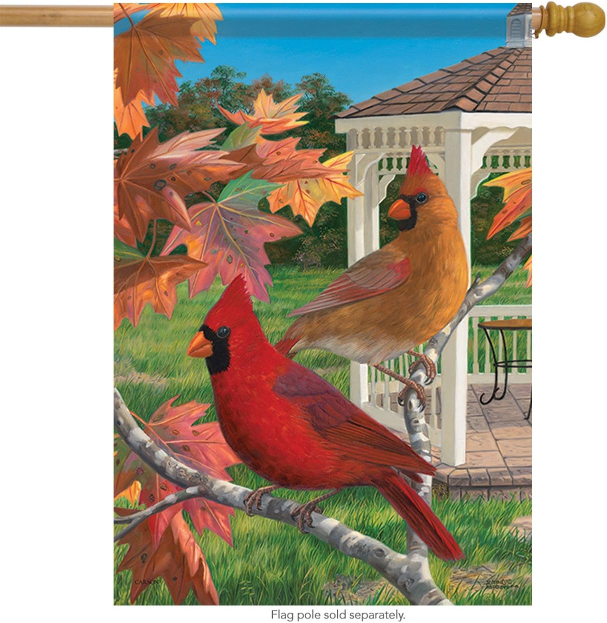 Crimson Afternoon Cardinals House Flag Fall Decorative 2 Sided 28" x 40"