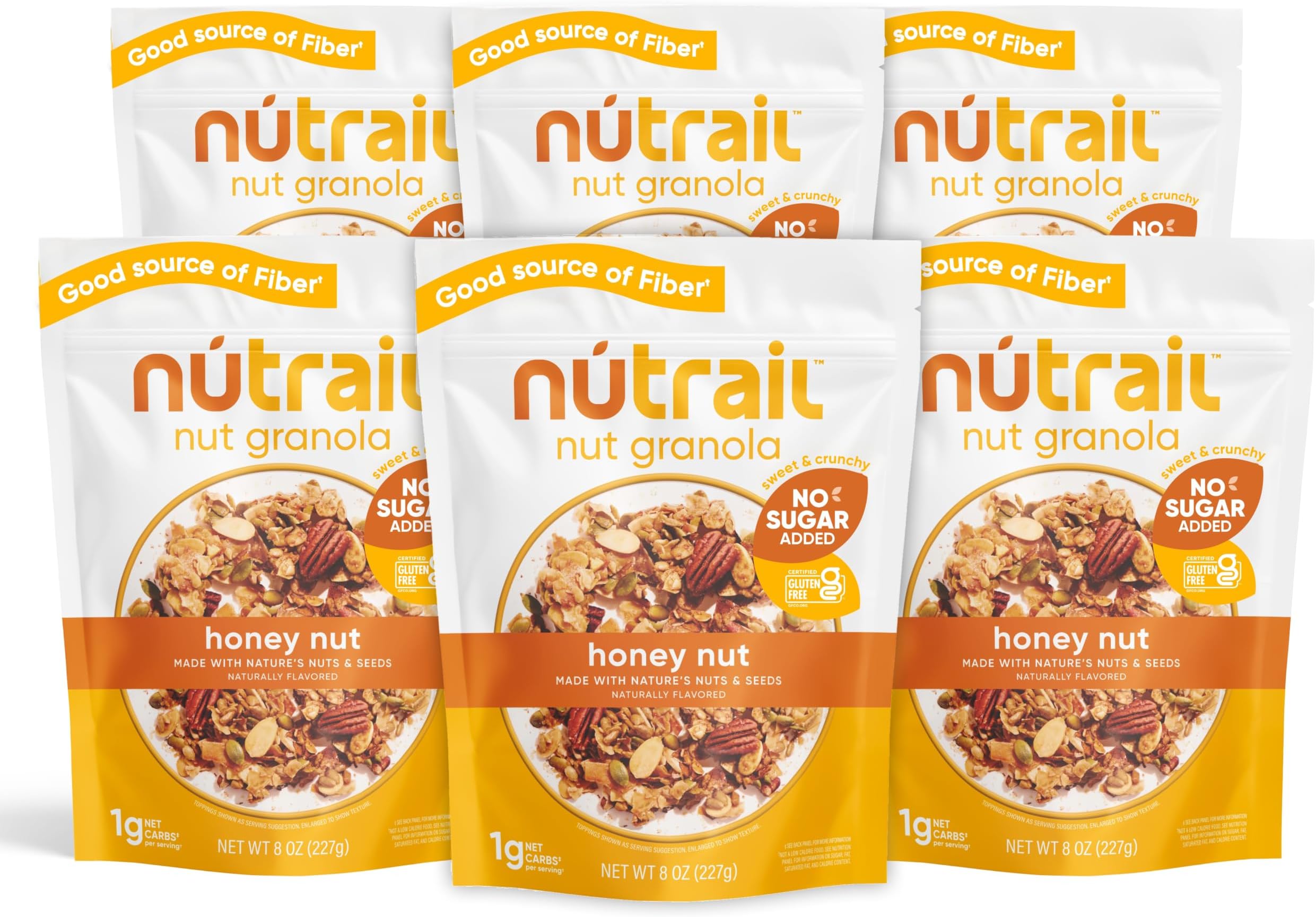 Nut Granola Cereal, Honey Nut, No Sugar Added, Keto, Low Carb, Gluten Free, Grain Free, Healthy Breakfast 8 oz. 6 Count