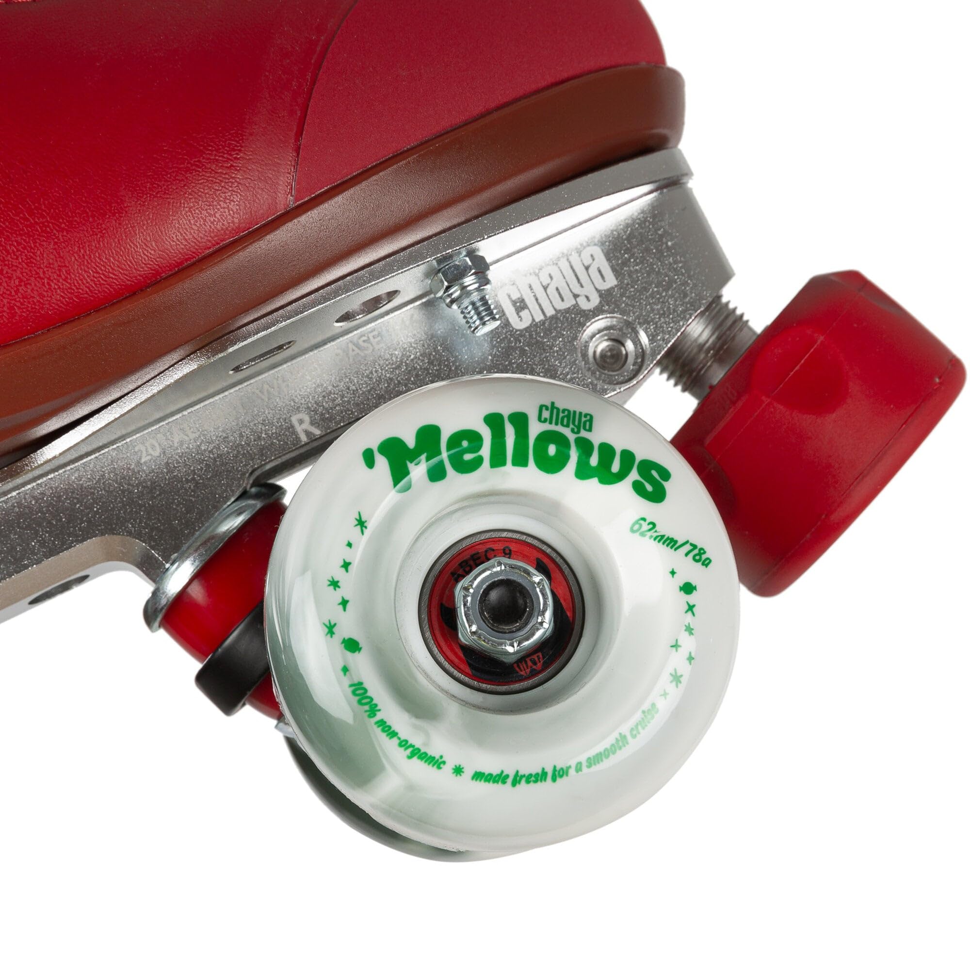 Chaya Rollschuhe Melrose Premium Berry Red - Roller Skates für Damen und Herren im Retro-Look für Roller-Disco - Roll-Schuhe in Rot
