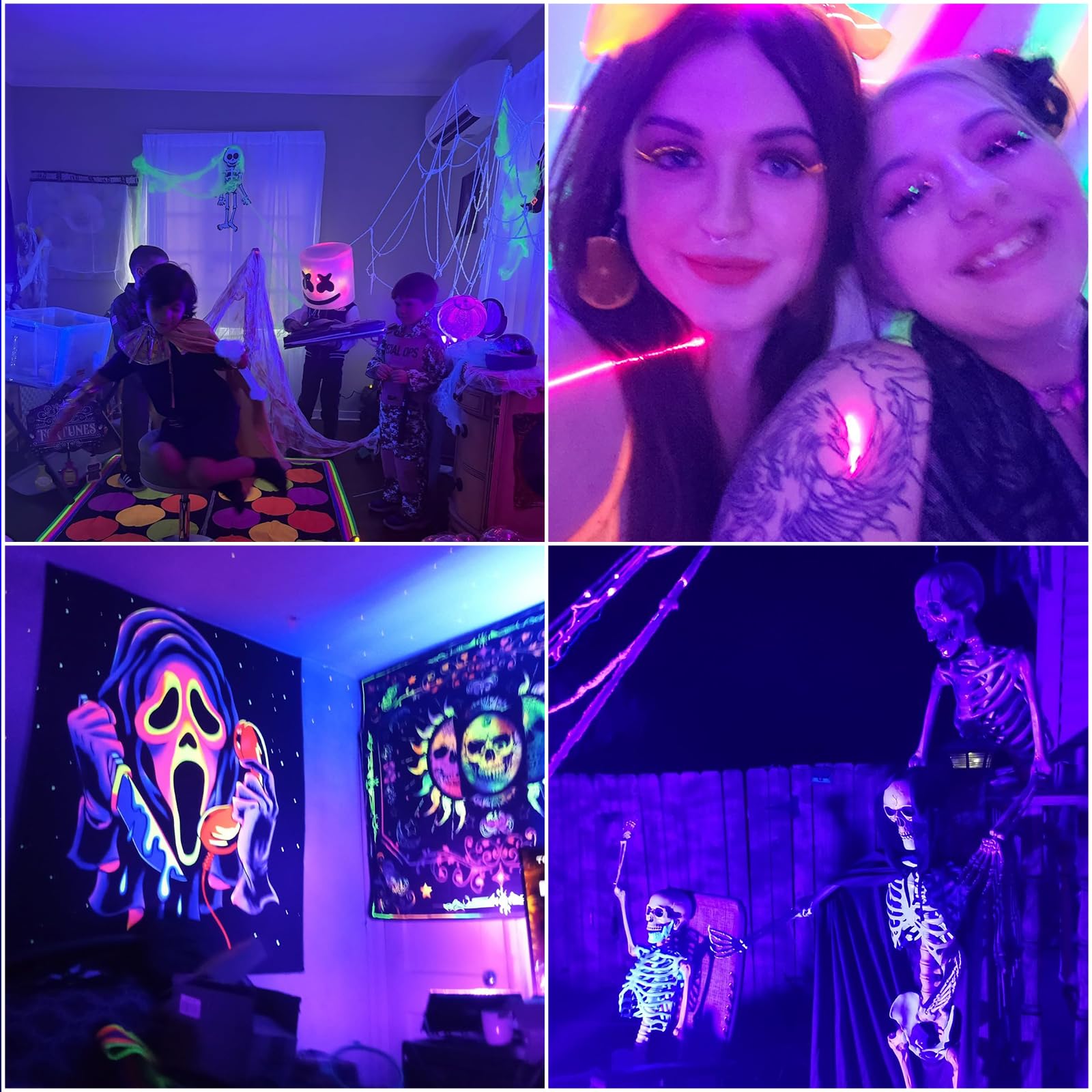 Czarne światło 100 W, lampa UV z czarnym światłem, wodoszczelność IP66, dekoracja na Halloween, Boże Narodzenie, czarne światło, malowanie ciała, imprezy neonowe (2 sztuki)