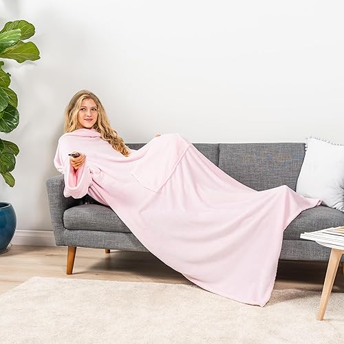 Miniatura 5 de PAVILIA Manta con mangas para adultos, mujeres y hombres, manta suave y cálida de forro polar, manta de regalo