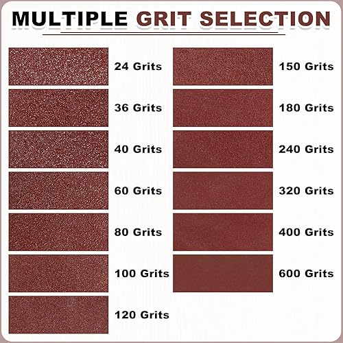 Miniatura 3 de HARFINGTON 3 correas de lijado de 18 pulgadas, 12 unidades de 60 granos de óxido de aluminio abrasivo de lijadora para carpintería, pulido de metal,
