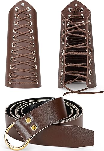 3 Pieces Halloween Faux Leather Arm Guards Unisex Medieval Gauntlet Wristband Faux Leather Bracers Viking Wrist Guard