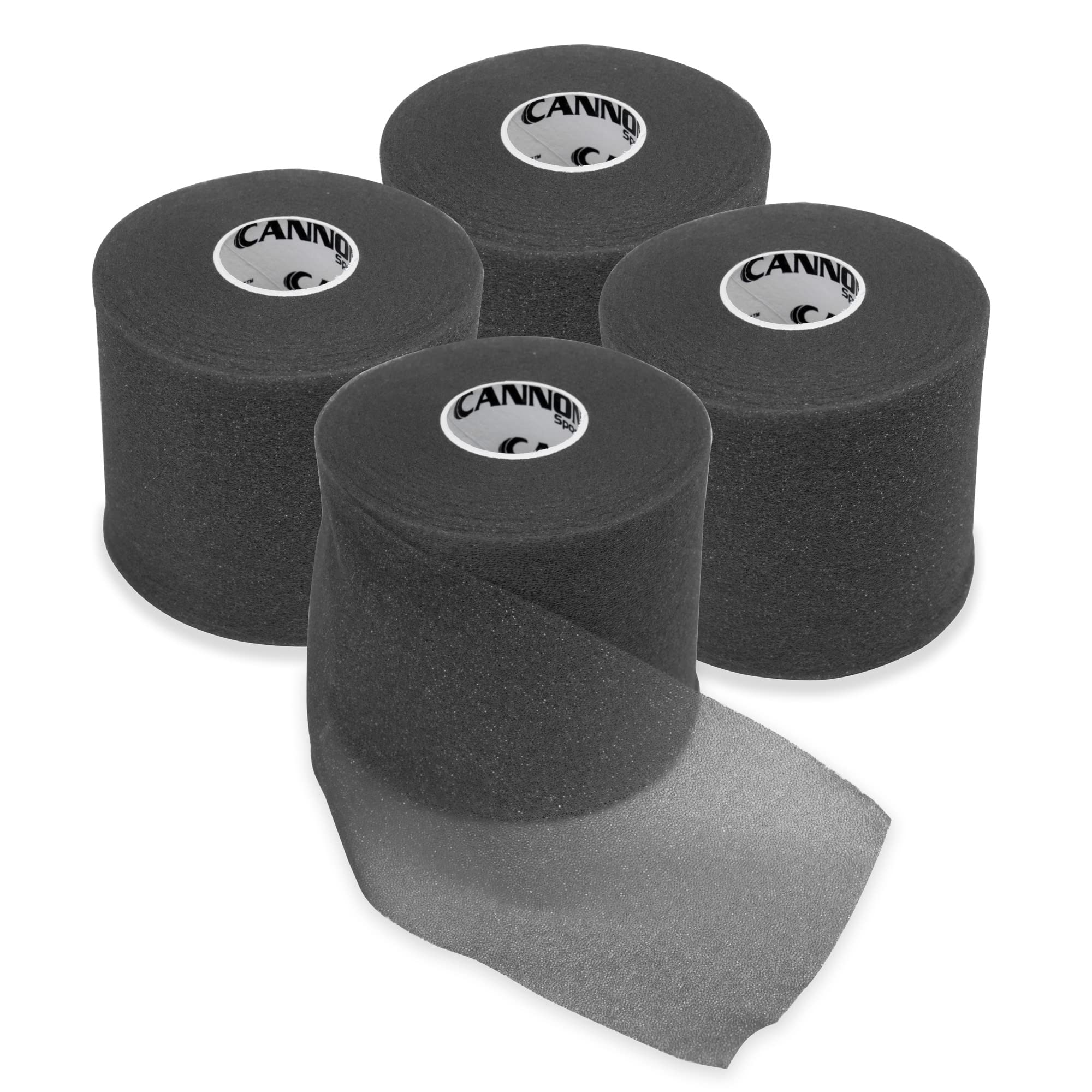 Cannon Sports Pre-Wrap 4-Pack 30 Yards Each Roll 4 Rolls Athletic Tape Wraps Black