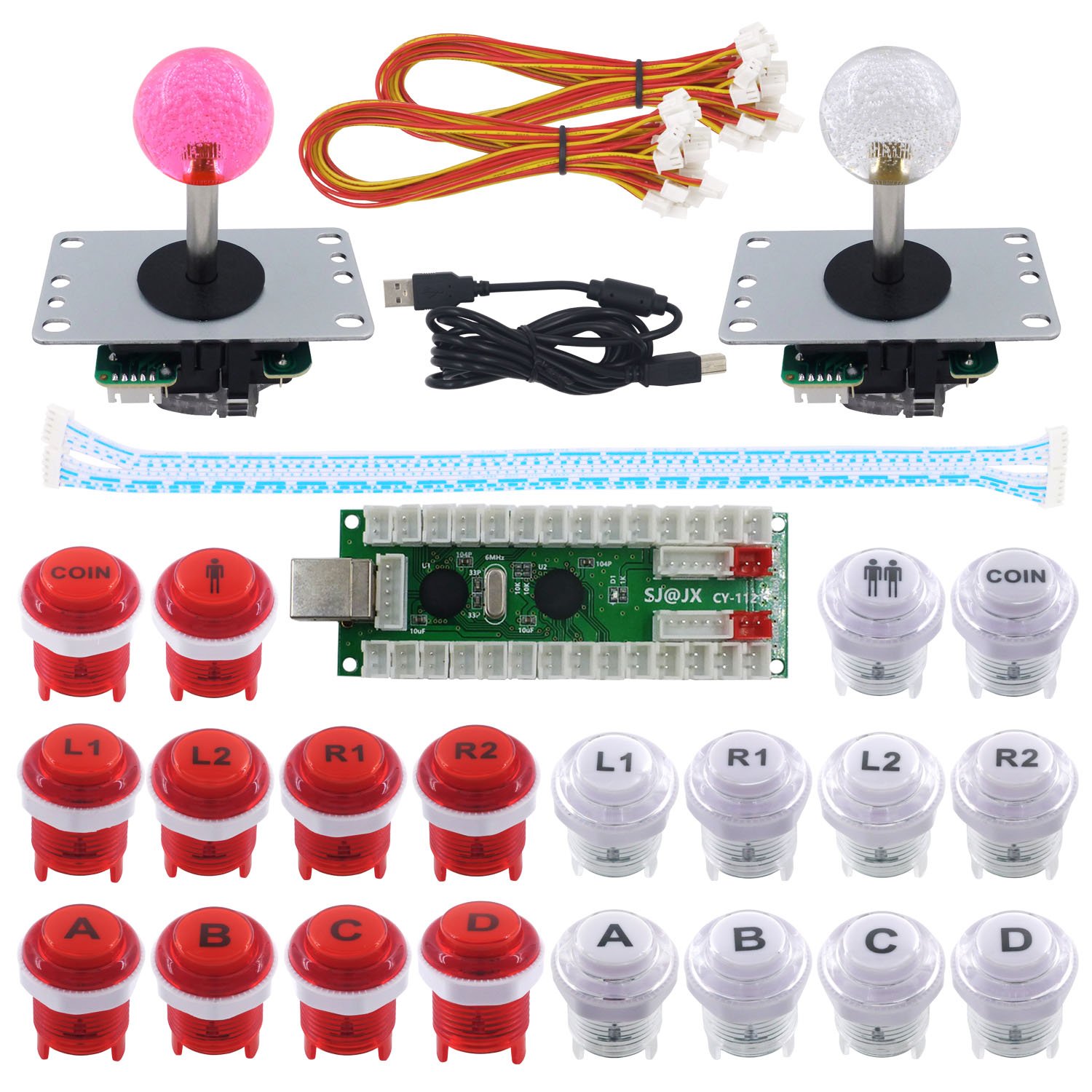 SJ@JX 2 graczy gra zręcznościowa DIY zestaw arcade joystick kontroler klawiatura mechaniczna przełącznik retro malina mama przycisk zręcznościowy