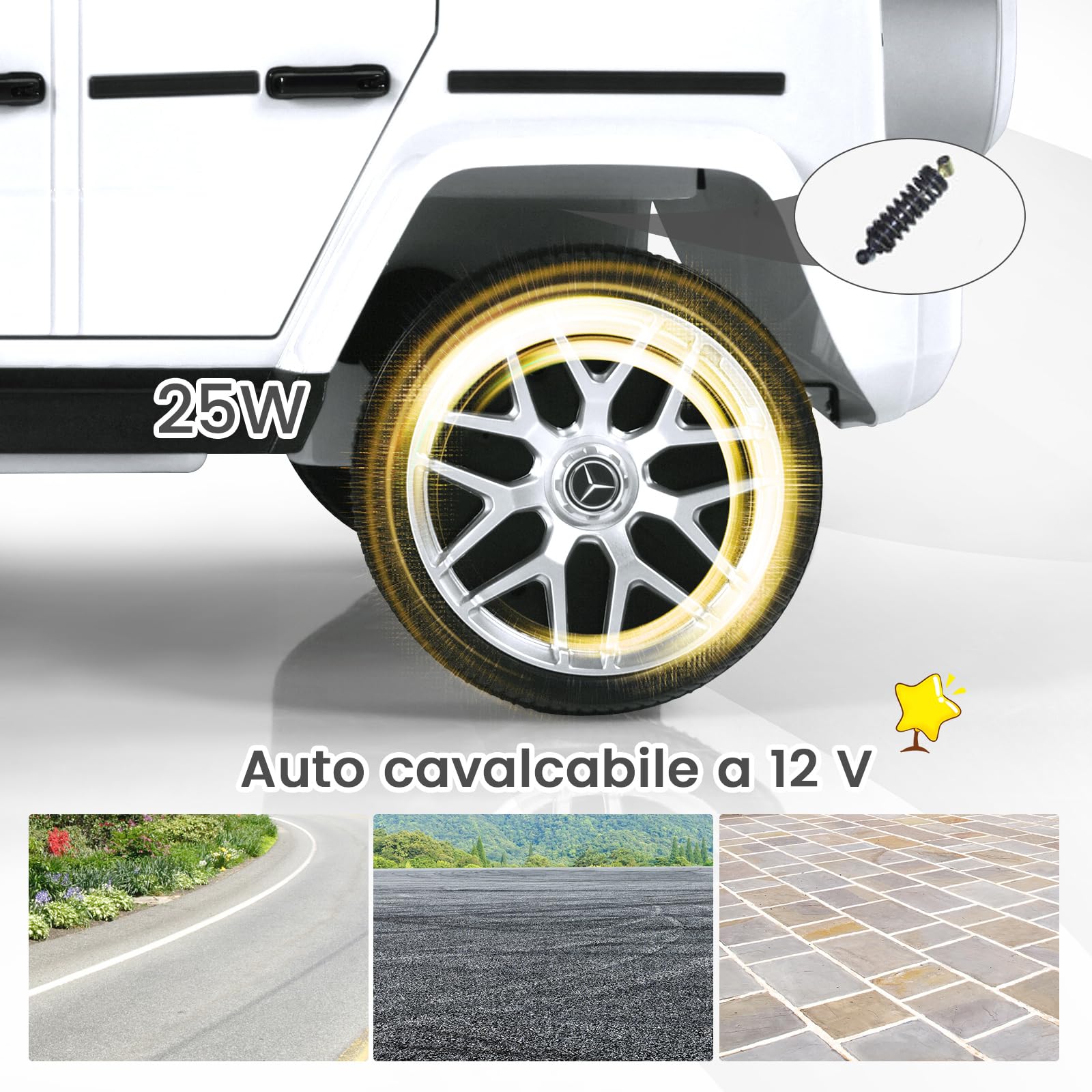 COSTWAY Macchina Elettrica per Bambini 12 V Mercedes Benz, Veicolo Elettrico a 2 Porte con MP3,con Telecomando,Carico 12,5kg, con Clacson,luci a LED e Cintura di Sicurezza, per 3 a 8 Anni (Bianco)