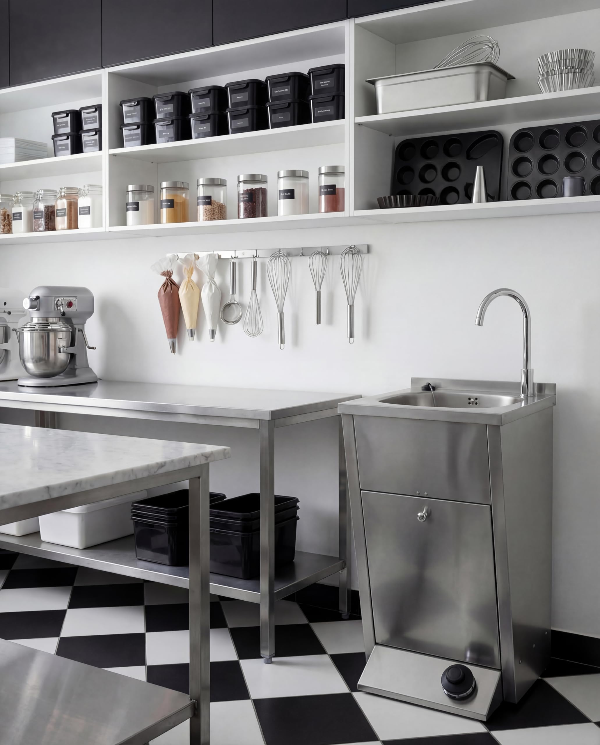 Express Water Silver, Lavandino Lavabo Lavello, Portatile Autonomo Trasportabile, con Serbatoio d'Acqua, in Acciaio Inox, con Comando a Pedale, Certificato per ASL, per Negozi e Studi Medici