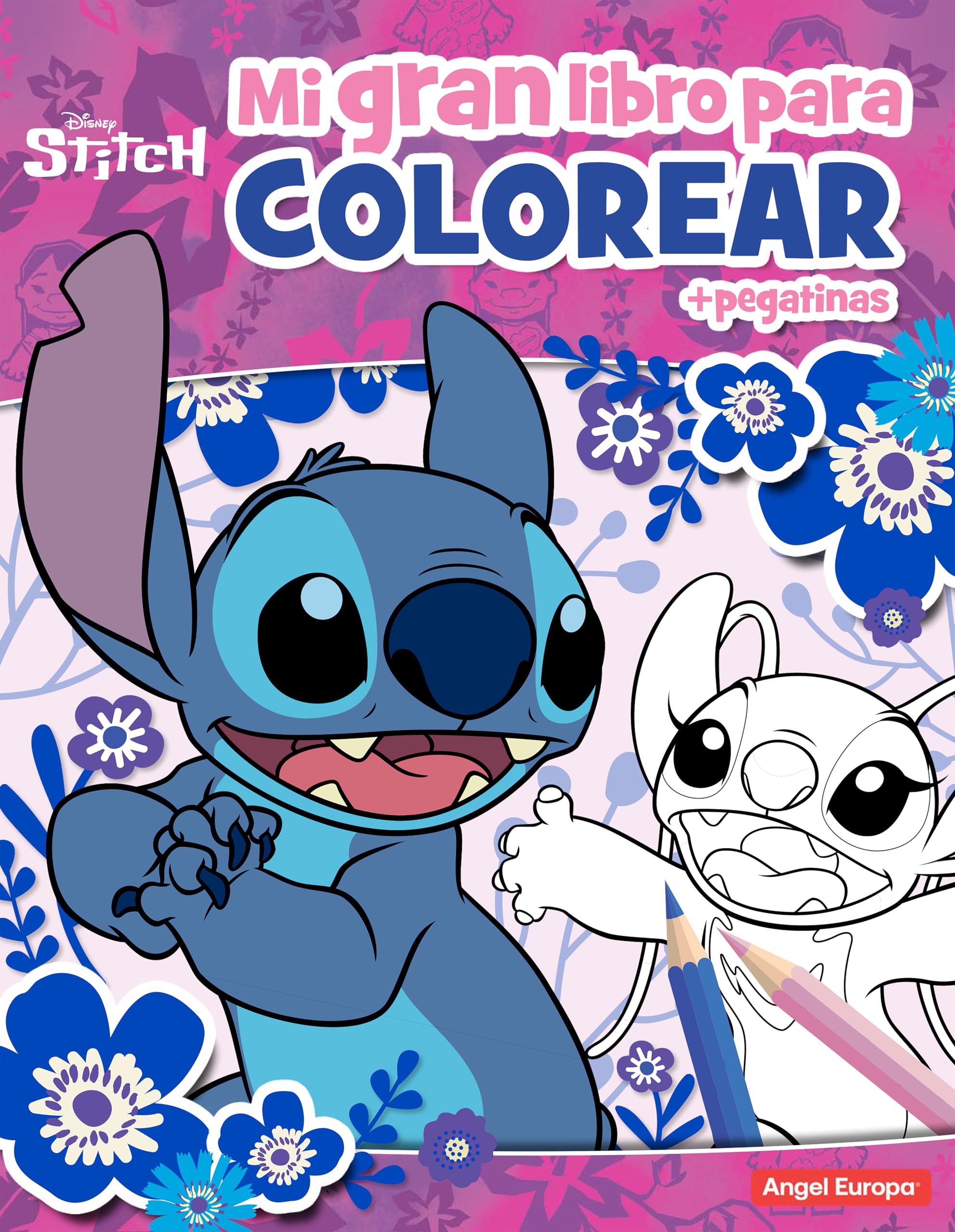 Libro de Colorear Infantil 112 Páginas con Stickers - Colección Disney (Stitch)
