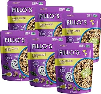 Cuban Congri - Black Beans and Rice, Ready to Eat Rice with Beans, 8 oz Pk of 6, Gluten-Free, Preservative-Free, Microwavable Meals, Non-GMO, Vegan