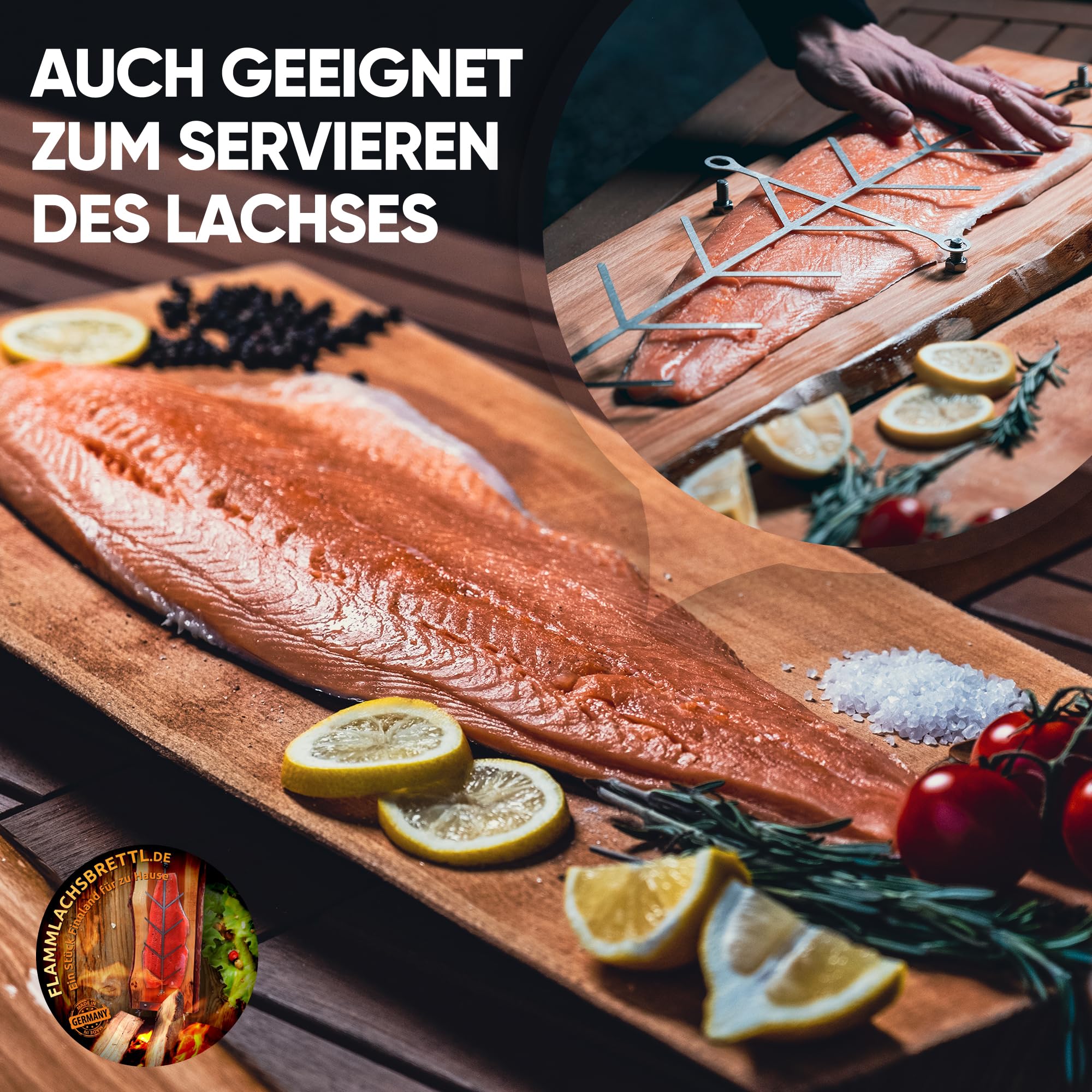 Flammlachsbrett, Räucherbrett, Flammlachs Brett aus dt. Buche. Geeignet für Feuerschalen,Outdoor Grill und natürlich zum Verschenken ! (2, Buche)