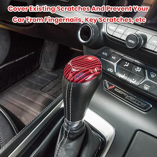 Miniatura 8 de Pomo de palanca de cambios de fibra de carbono para Chevrolet Corvette C7 Z06 Z51 ZR1 Stingray Grand Sport 2014 2015 2016 2017 2018 2019 Interior