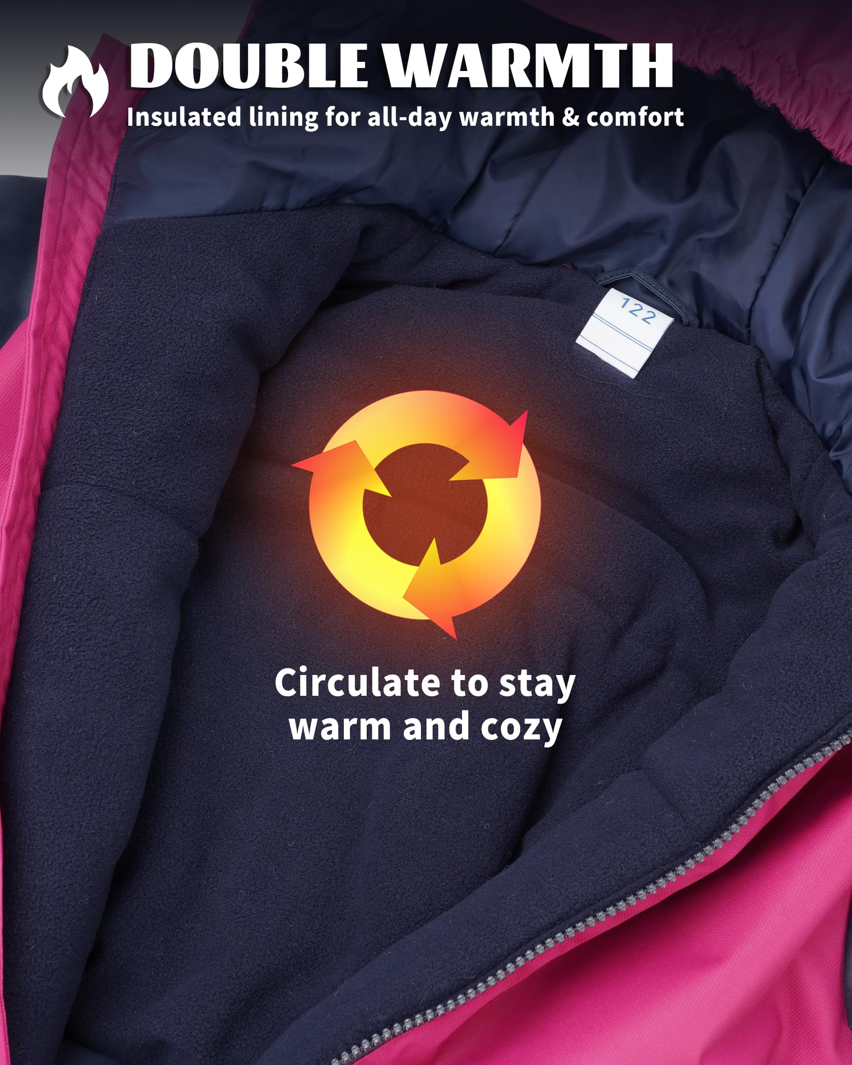 Owntop Schneeanzug Kinder Unisex, Schneeoverall Mädchen Jungen, Winddicht Wasserdicht Skianzug mit Kapuze Reißverschluss (Rosa,104)