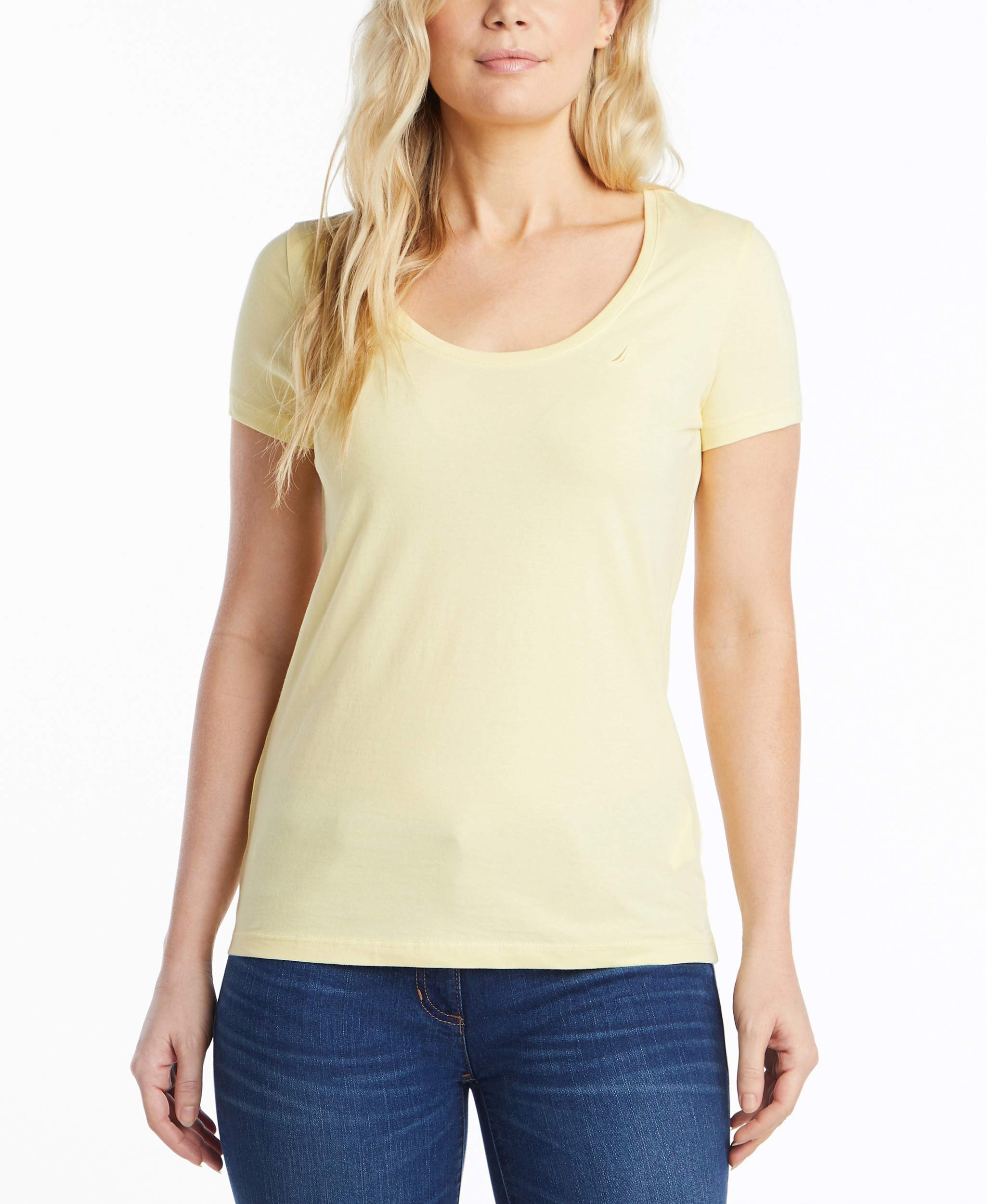 NauticaWomen's Easy Comfort Scoop Neck Supersoft 100% Cotton Solid T-Shirt