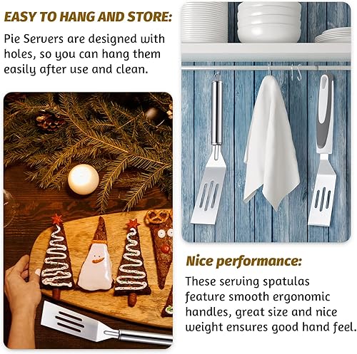 Miniatura 5 de Chengu Juego de 4 espátulas para servir mini brownies, de acero inoxidable y silicona, antiadherente, para cocina, cortar y servir postres, sartén