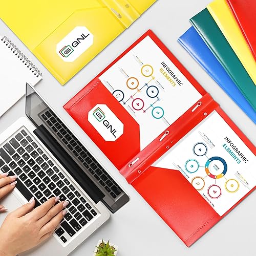 Miniatura 6 de GNL Carpetas de plástico con bolsillos y puntas, paquete de 10, carpetas de archivos de 2 bolsillos resistentes de colores tamaño carta, carpetas