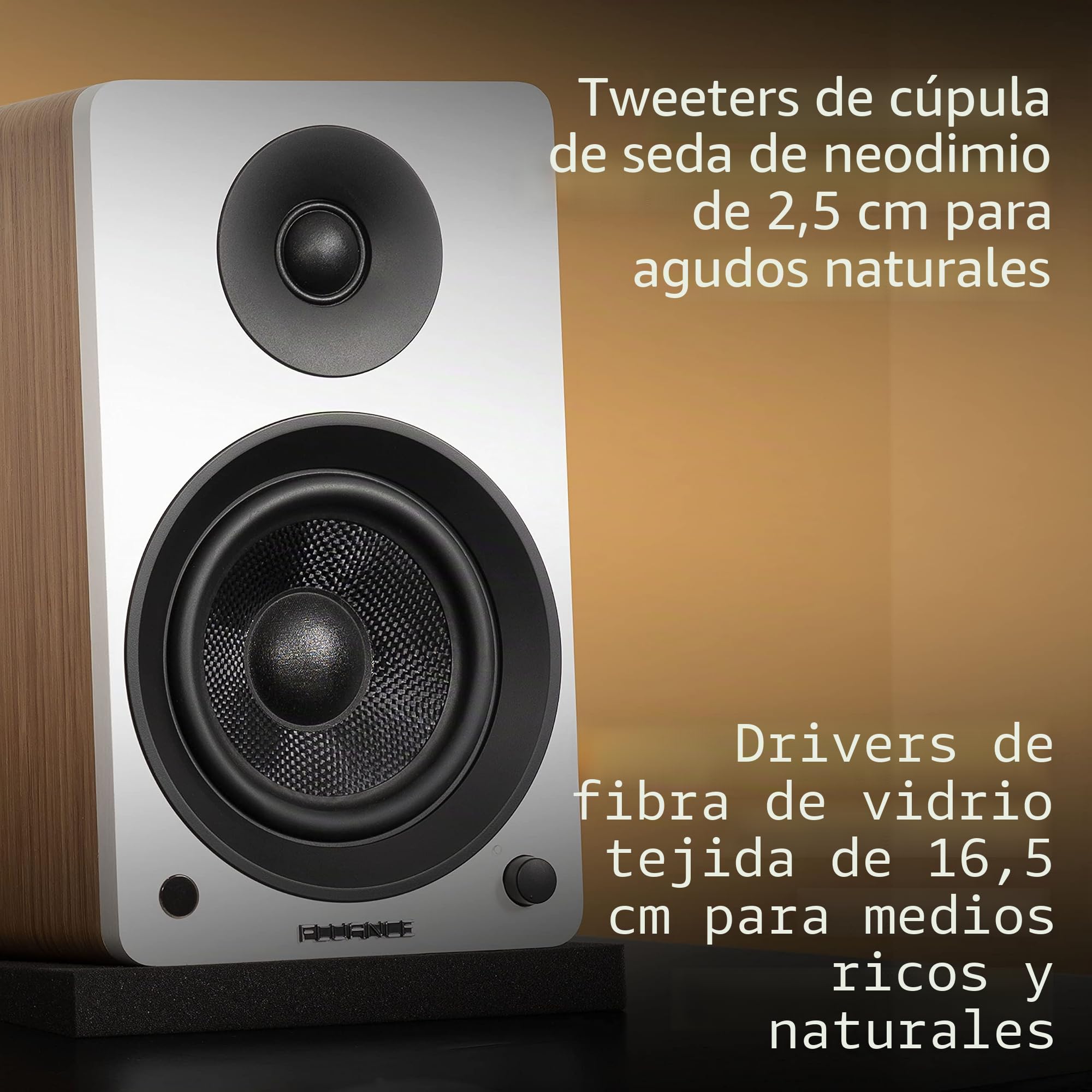 Fluance Ai61 - Altavoces estéreo 2.0 con Drivers de 6.5", Amplificador de 120W para Tocadiscos, TV, PC y Bluetooth 5, Audio inalámbrico, RCA, óptico, USB y Salida subwoofer (Nogal Blanco)