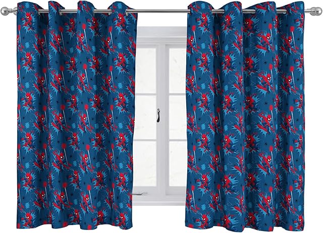 Jay Franco Marvel Spiderman Spidey Daze 137cm x 168cm Eyelet Window Curtains - 2 Panels