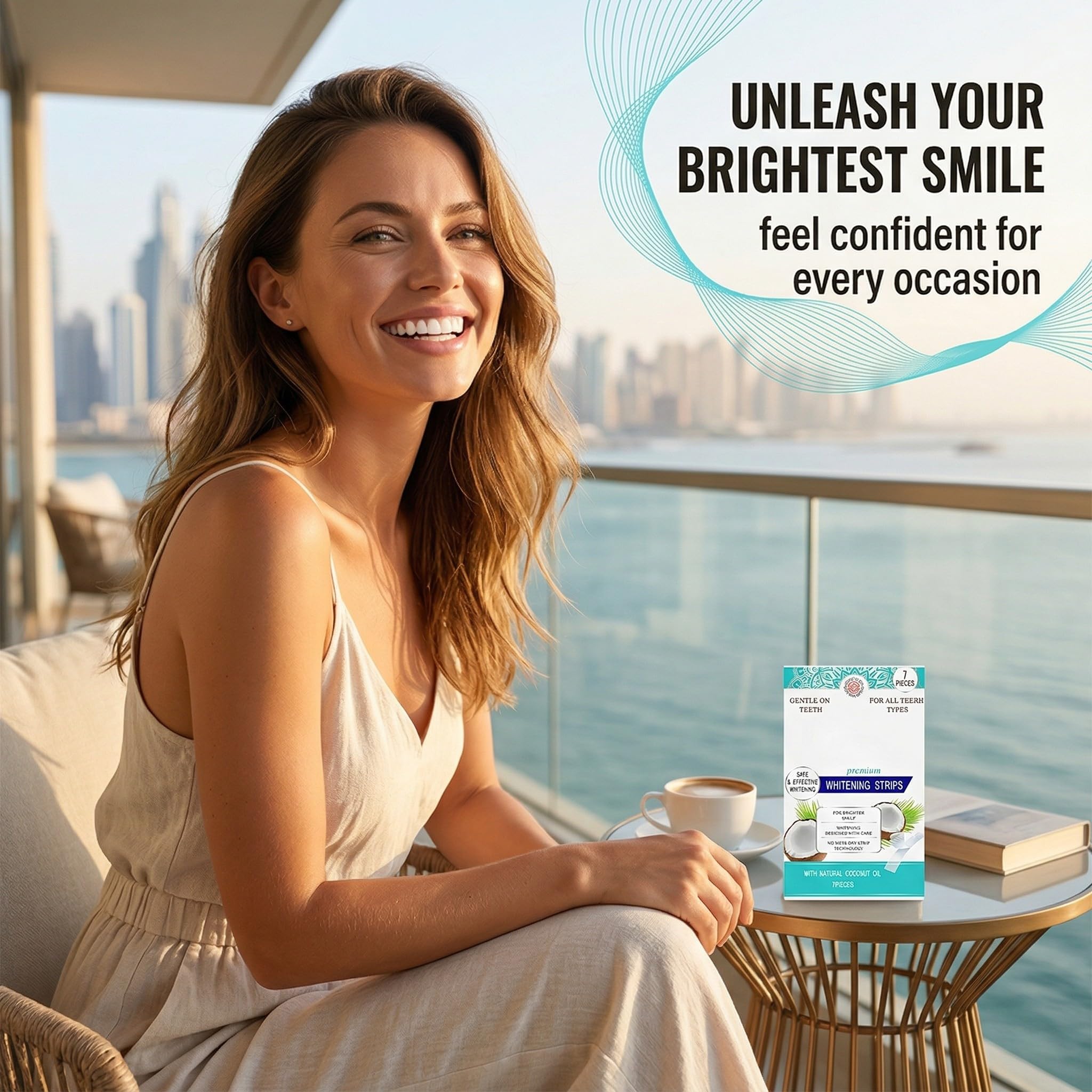 7 Pezzi Cocco Strisce Sbiancanti Denti, Senza Teeth Sbiancamento Dei Denti, Whitening Strips Per Sbiancamento Delicato, Facile Uso A Casa O In Viaggio