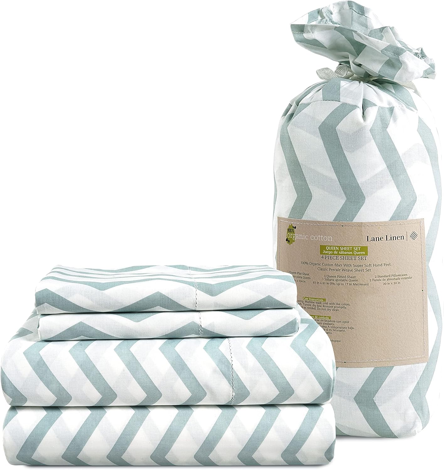 LANE LINEN 100 Organic Cotton King Sheets Set 4Piece Pure