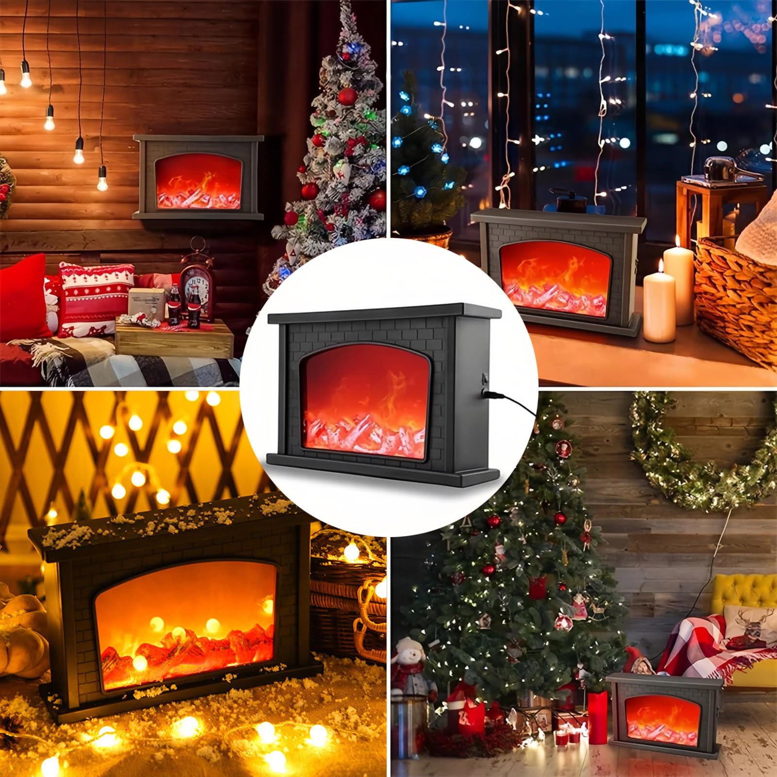 Lampada decorativa per caminetto, con luce LED a fiamma, sicurezza interna all'aperto, da appendere, per scrivania, casa, Natale, ringraziamento, decorazione
