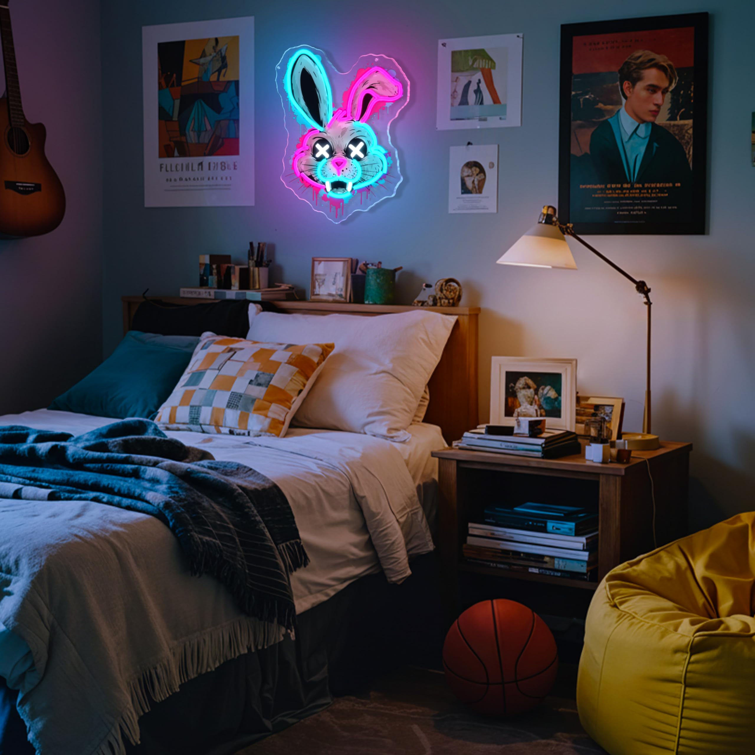 Cyberpunk - Panneau néon pour décoration - Cyberpunk - Lumière néon UV LED - Fonctionnement USB - Avec interrupteur à intensité variable - Pour salle de jeu, chambre à coucher, salon