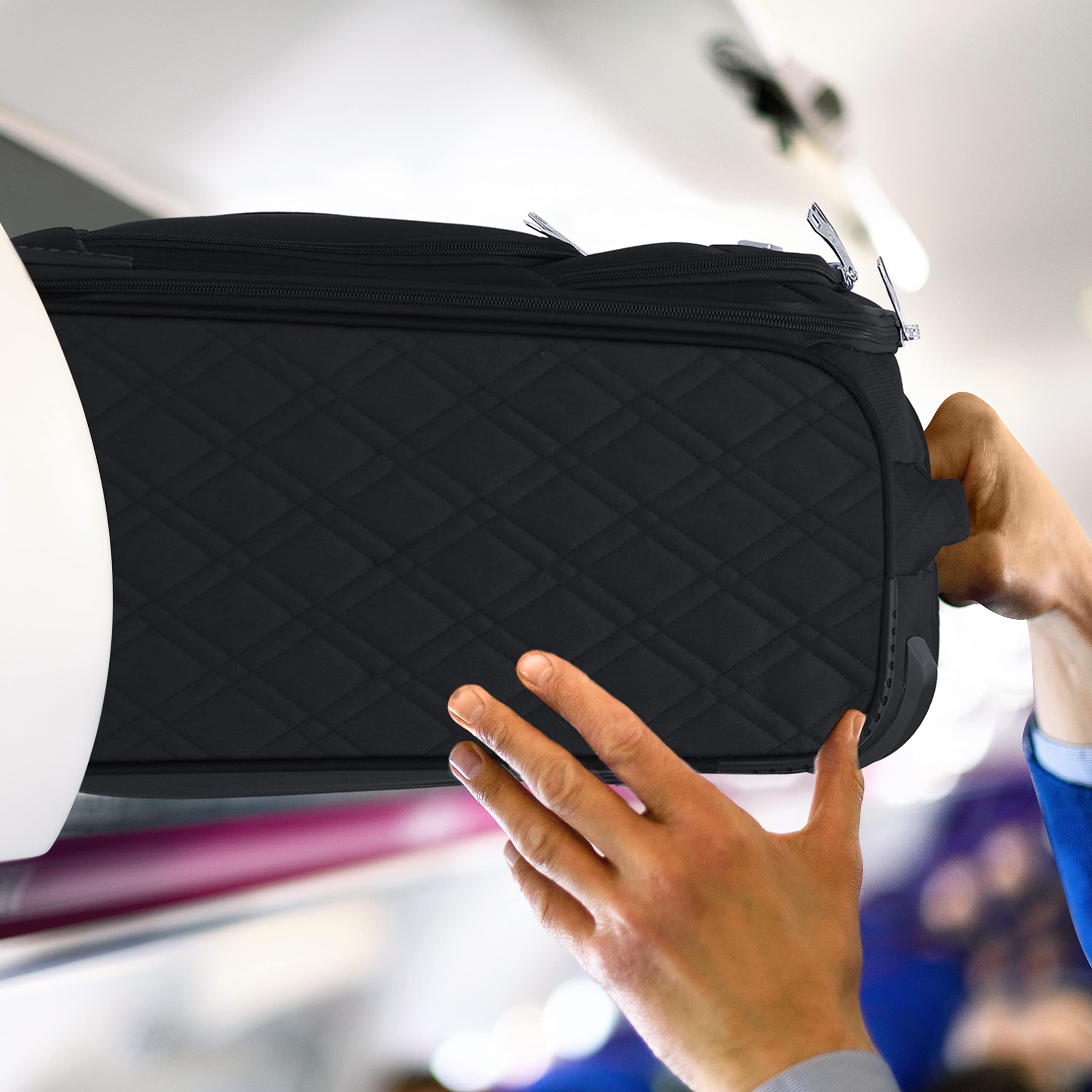 Flight Knight Set of 2 Lightweight 4 Wheel 800D Soft Case Quilted Suitcase Cabin Carry On Hand Luggage Ryanir Maximium prioirty Carry On Approved