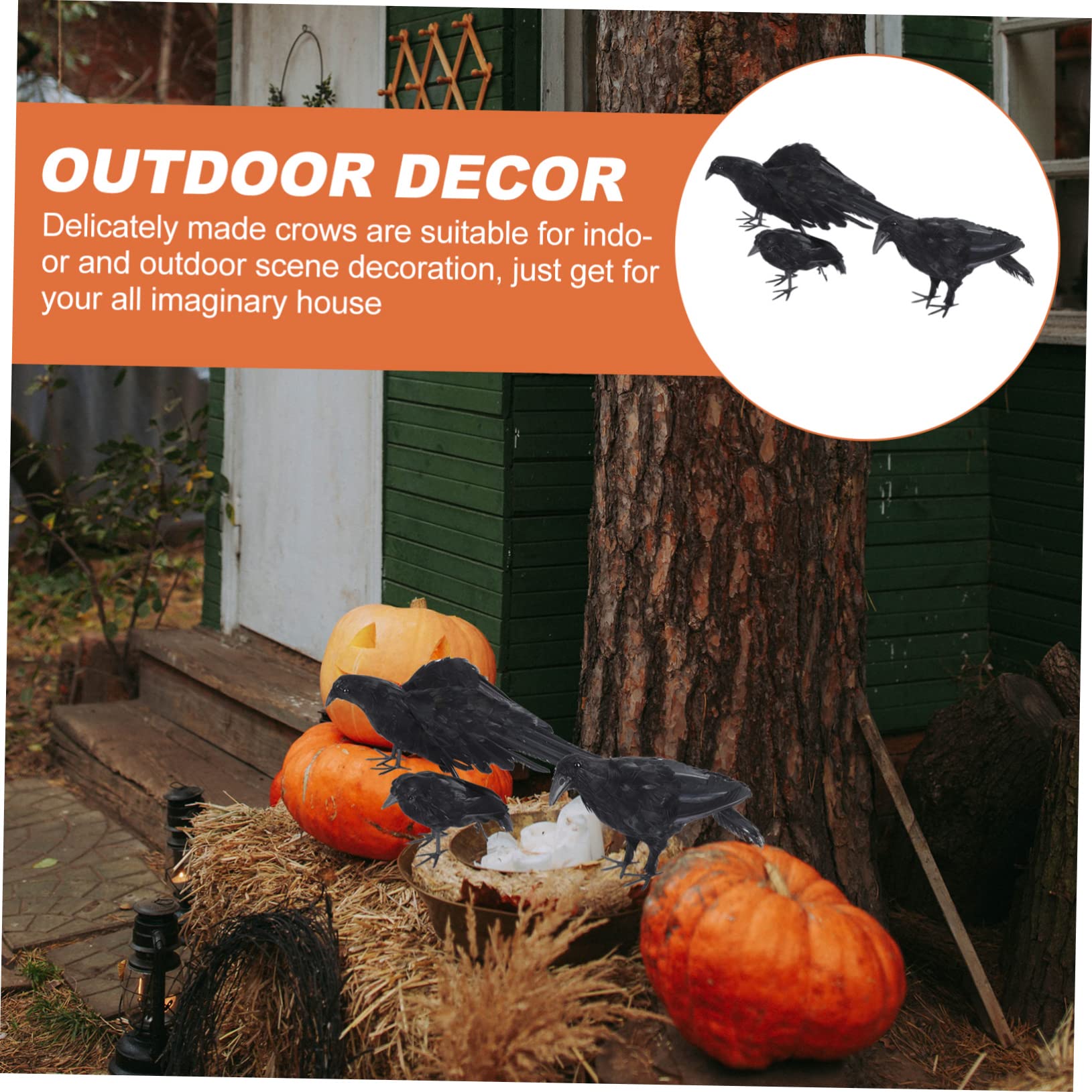 TOYANDONA 3 Stück Halloween Krähen Dekoration Schwarz Realistische Federoptik für Innenbereich und Gartenparty