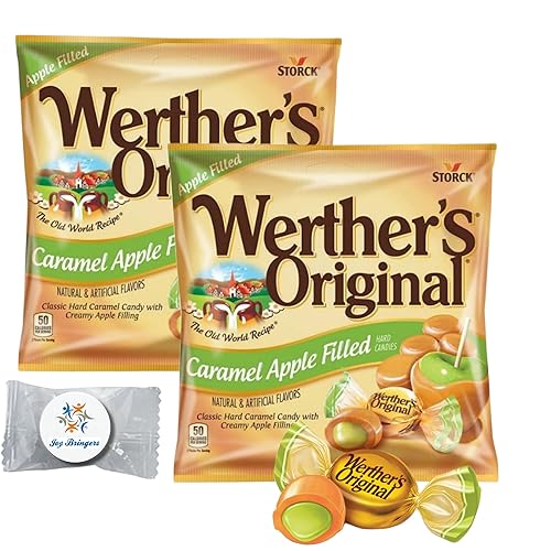 Werther's - Caramelo duro relleno de manzana caramelo original | Envuelto individualmente, cremoso suave – Paquete de 2 | Joy Bringers Mint Candy