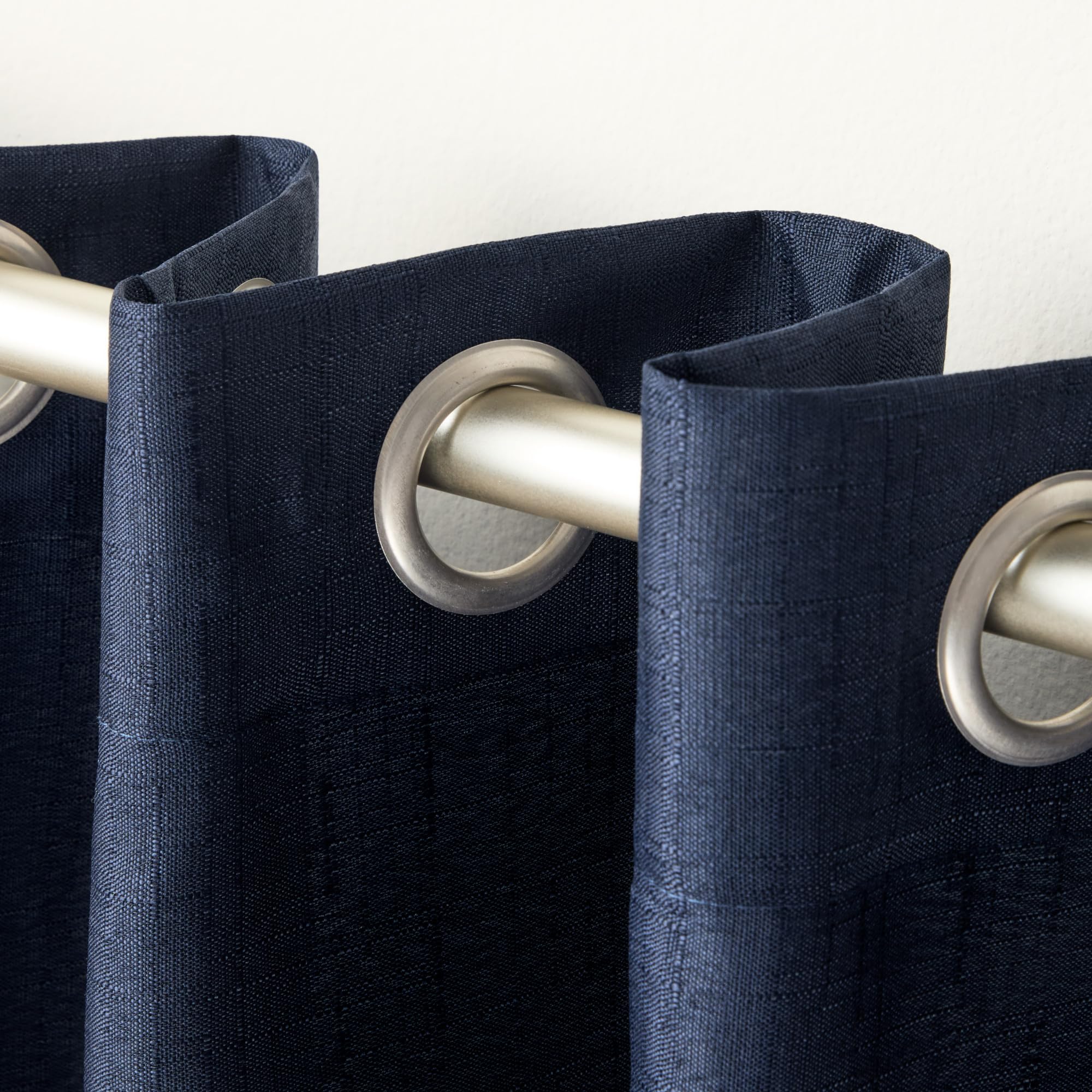 Exclusive Home Linen Curtain Panel Pair, Polyester, Peacoat Blue, 96" Length - Image 4