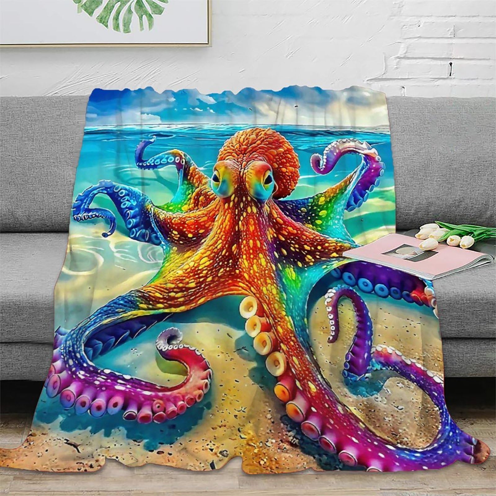 Couverture en peluche octopus douce et chaude pour vos soirées cinéma en hiver