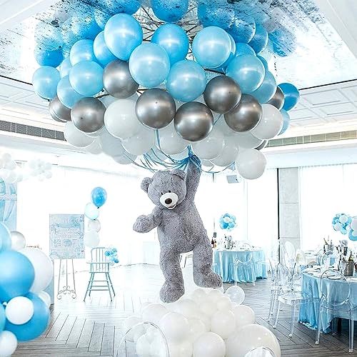 Miniatura 3 de Neo LOONS 100 globos de látex azul claro perla de 5 pulgadas, ideales para niños, cumpleaños de adultos, bodas, recepciones, baby showers, peleas de
