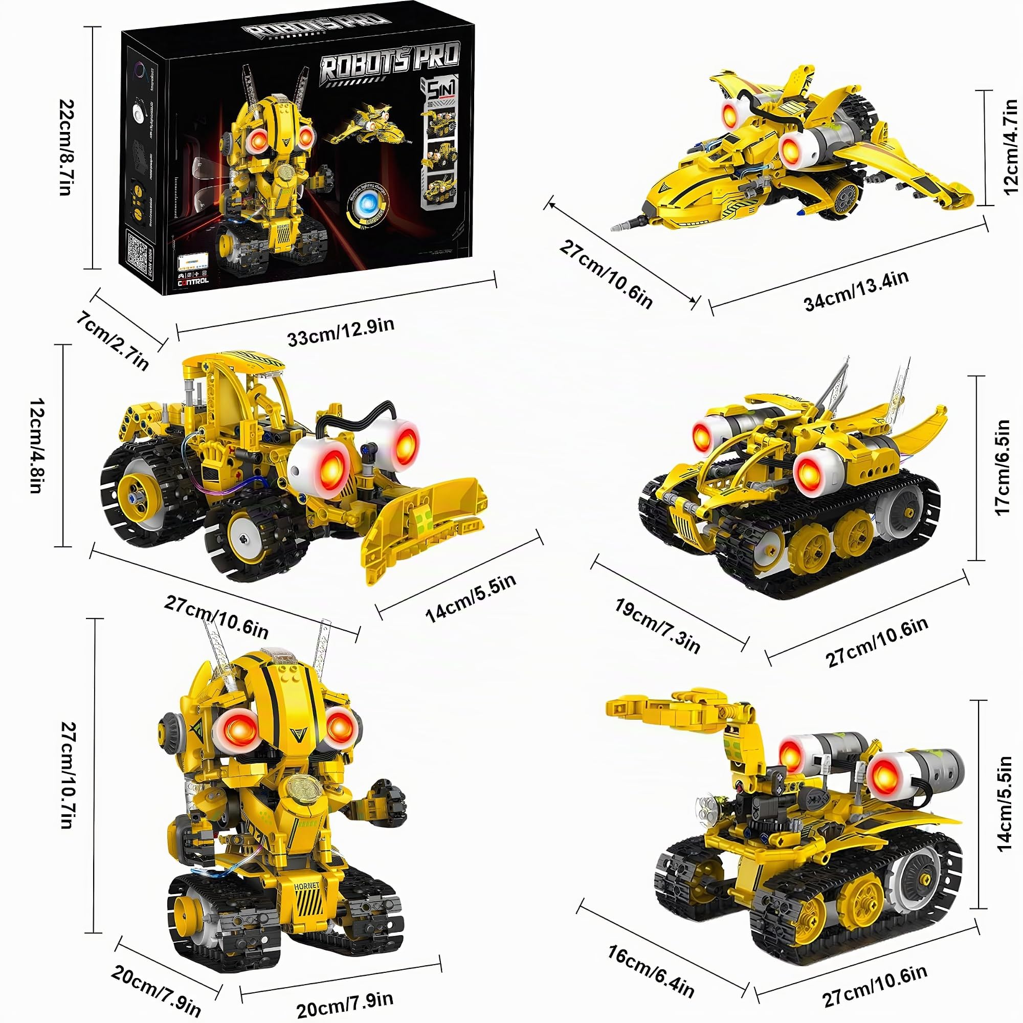 Roboter Bausatz, 5-in-1 Modell Set Projekt Geschenkset | Programmierbarer Roboter: duale Steuerung, Servo-Reaktion und motorisierte Zahnräder; Lernzeit, Geschenke, Familienprojekte
