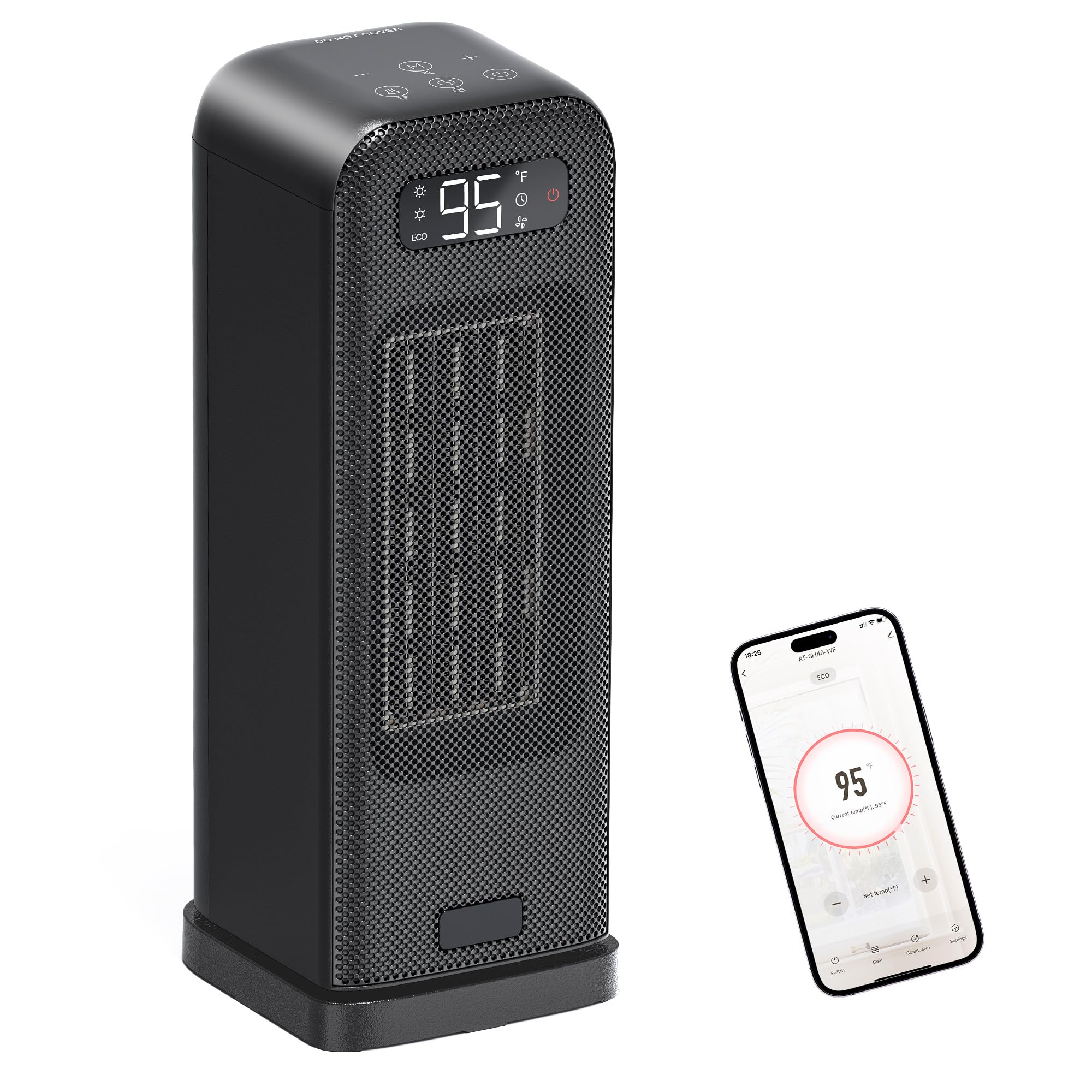 MORENTO Space Heaters for Indoor Use Portable Electric Heater with Thermostat Smart and Voice Control 1500W PTC Ceramic